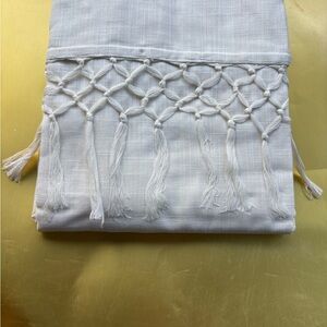 White Macrame Fringe Throw Blanket